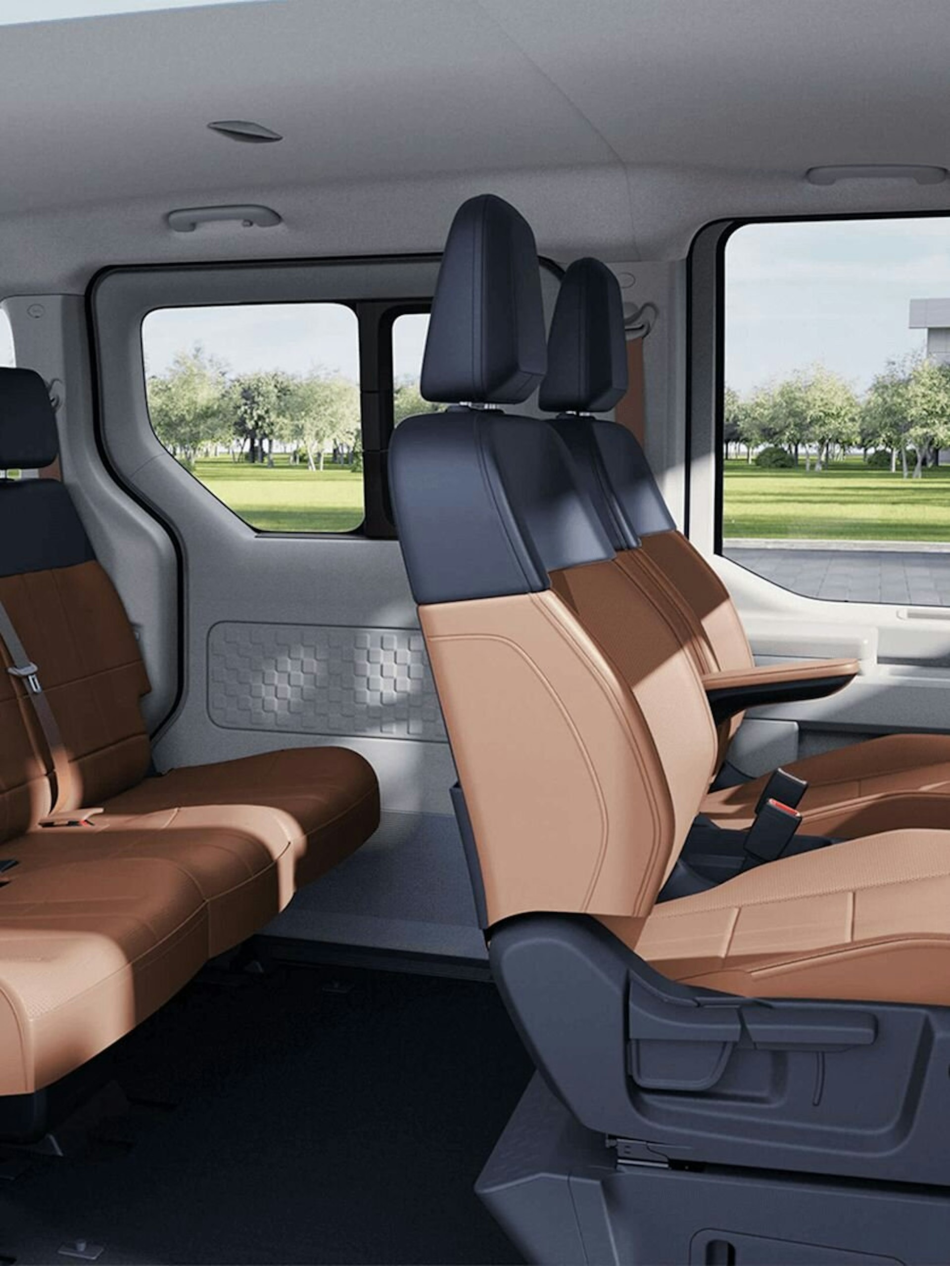 Innenansicht des Kia PV5 Passenger mit flexibler Sitzkonfiguration
